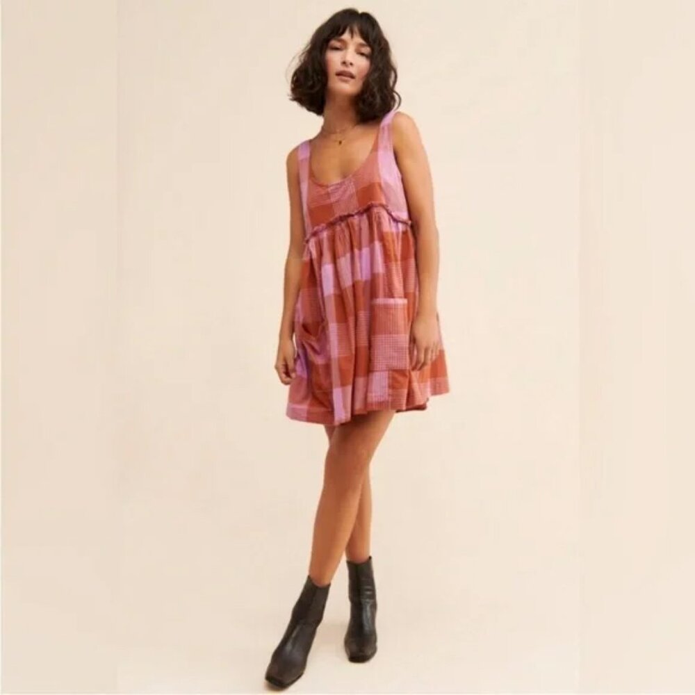 Free People Madelyn Mini Dress. Size Small. Color: Berry